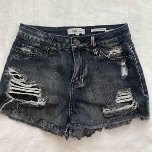 High rise denim shorts
